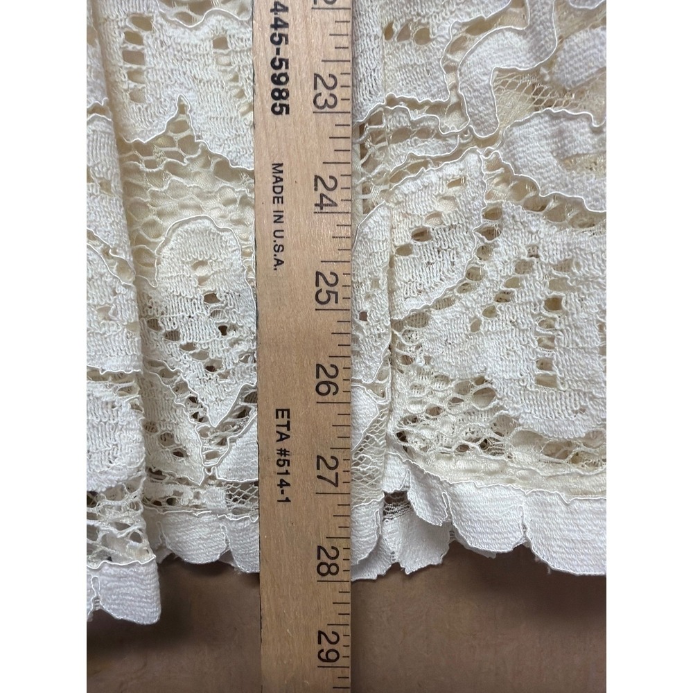Maeve Anthropologie Ivory Floral Lace Tiered Mini Dress XL‎ Sweetheart Smocked - Picture 8 of 16